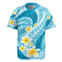 Plumeria Polynesian Sky Blue Glitter Pattern Rugby Jersey