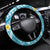 Plumeria Polynesian Sky Blue Glitter Pattern Steering Wheel Cover