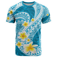 Plumeria Polynesian Sky Blue Glitter Pattern T Shirt LT01 Sky Blue - Polynesian Pride