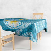 Plumeria Polynesian Sky Blue Glitter Pattern Tablecloth