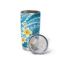 Plumeria Polynesian Sky Blue Glitter Pattern Tumbler Cup LT01 - Polynesian Pride