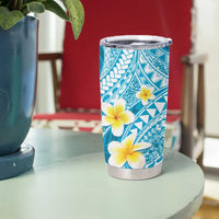 Plumeria Polynesian Sky Blue Glitter Pattern Tumbler Cup LT01 - Polynesian Pride