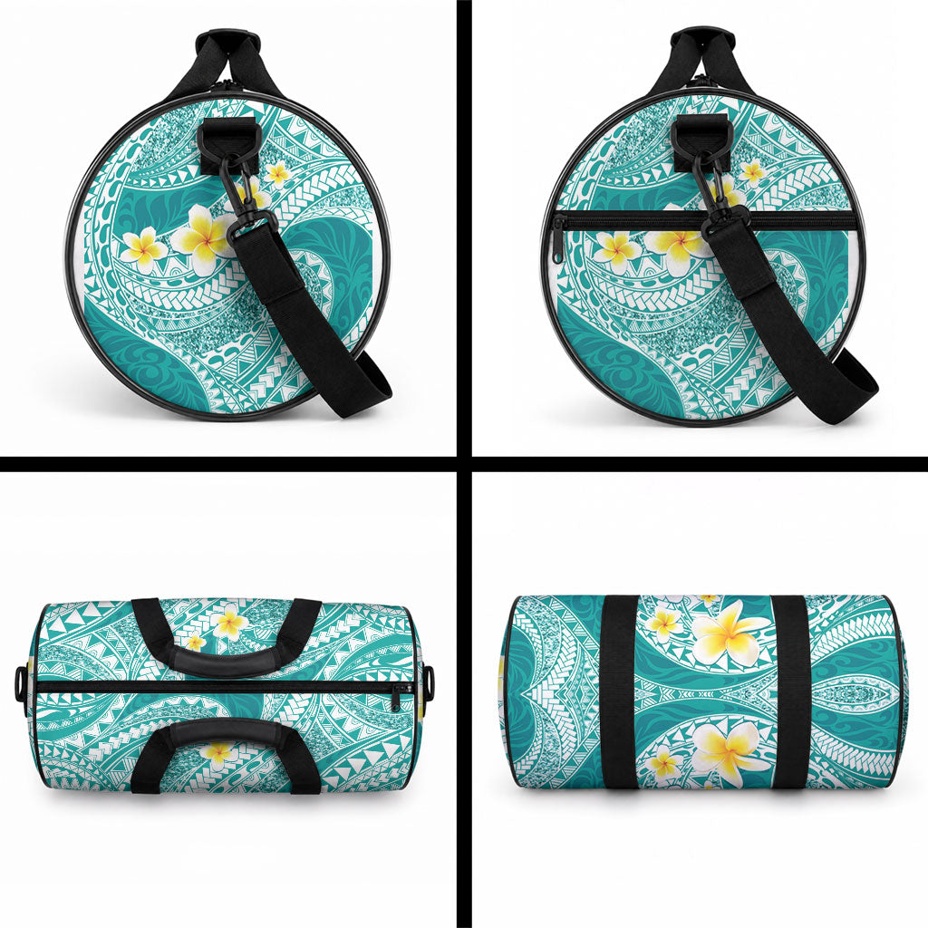 Plumeria Polynesian Teal Glitter Pattern Duffle Bag LT01 - Polynesian Pride