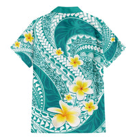 Plumeria Polynesian Teal Glitter Pattern Family Matching Mermaid Dress and Hawaiian Shirt LT01 - Polynesian Pride