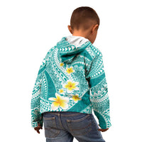 Plumeria Polynesian Teal Glitter Pattern Kid Hoodie