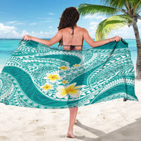 Plumeria Polynesian Teal Glitter Pattern Sarong