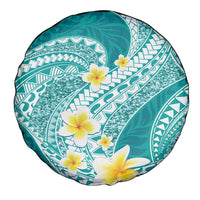 Plumeria Polynesian Teal Glitter Pattern Spare Tire Cover