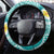 Plumeria Polynesian Teal Glitter Pattern Steering Wheel Cover