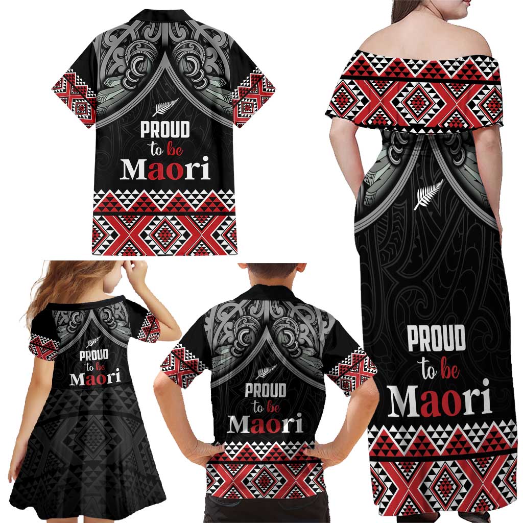 Aotearoa Toitu Te Tiriti Waitangi Family Matching Off Shoulder Maxi Dress and Hawaiian Shirt Proud To Be Maori