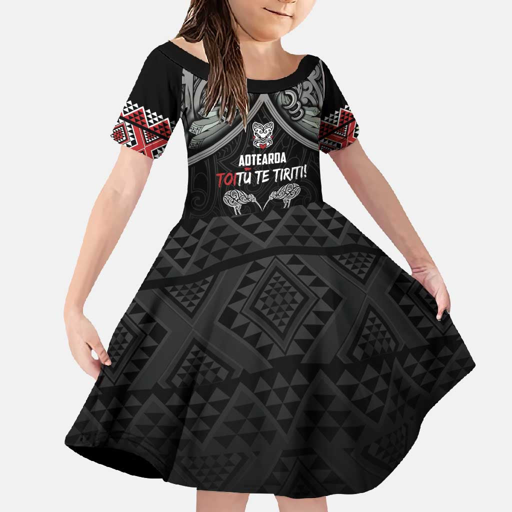 Aotearoa Toitu Te Tiriti Waitangi Family Matching Short Sleeve Bodycon Dress and Hawaiian Shirt Proud To Be Maori