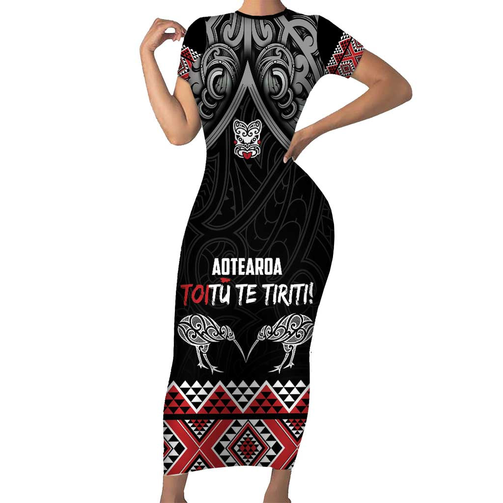 Aotearoa Toitu Te Tiriti Waitangi Family Matching Short Sleeve Bodycon Dress and Hawaiian Shirt Proud To Be Maori