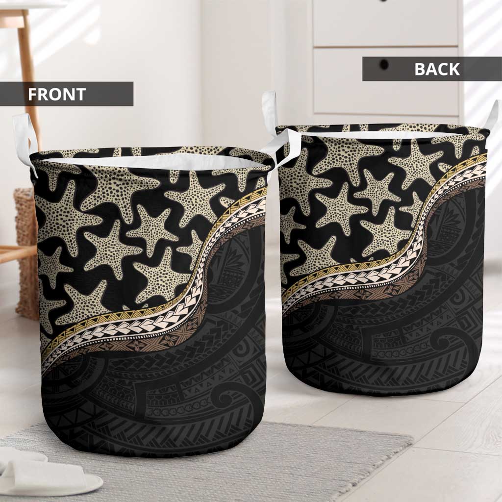 Beige Polynesian Starfish Unique Pattern Laundry Basket LT01 - Polynesian Pride