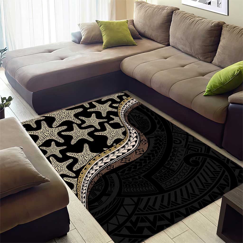 Beige Polynesian Starfish Unique Pattern Area Rug