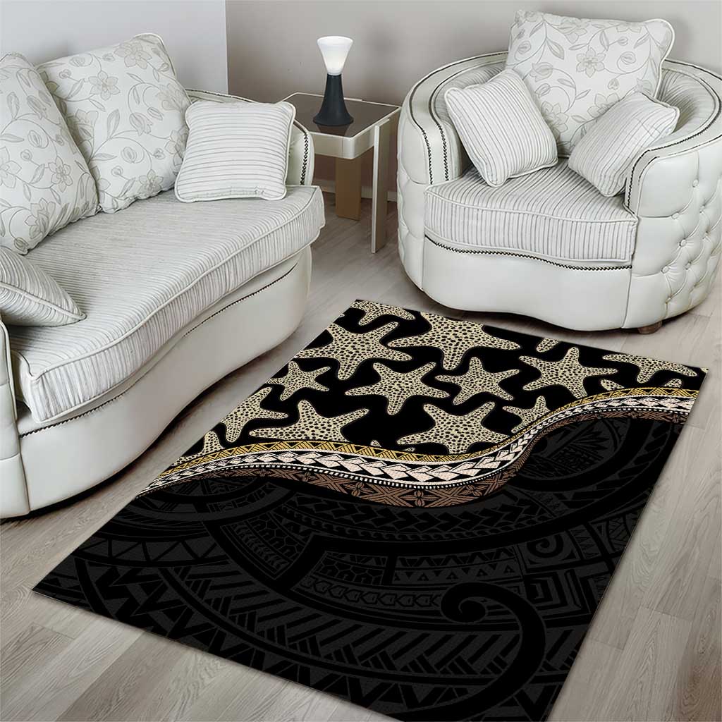 Beige Polynesian Starfish Unique Pattern Area Rug