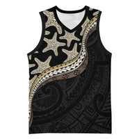 Beige Polynesian Starfish Unique Pattern Basketball Jersey LT01 Unisex Beige - Polynesian Pride