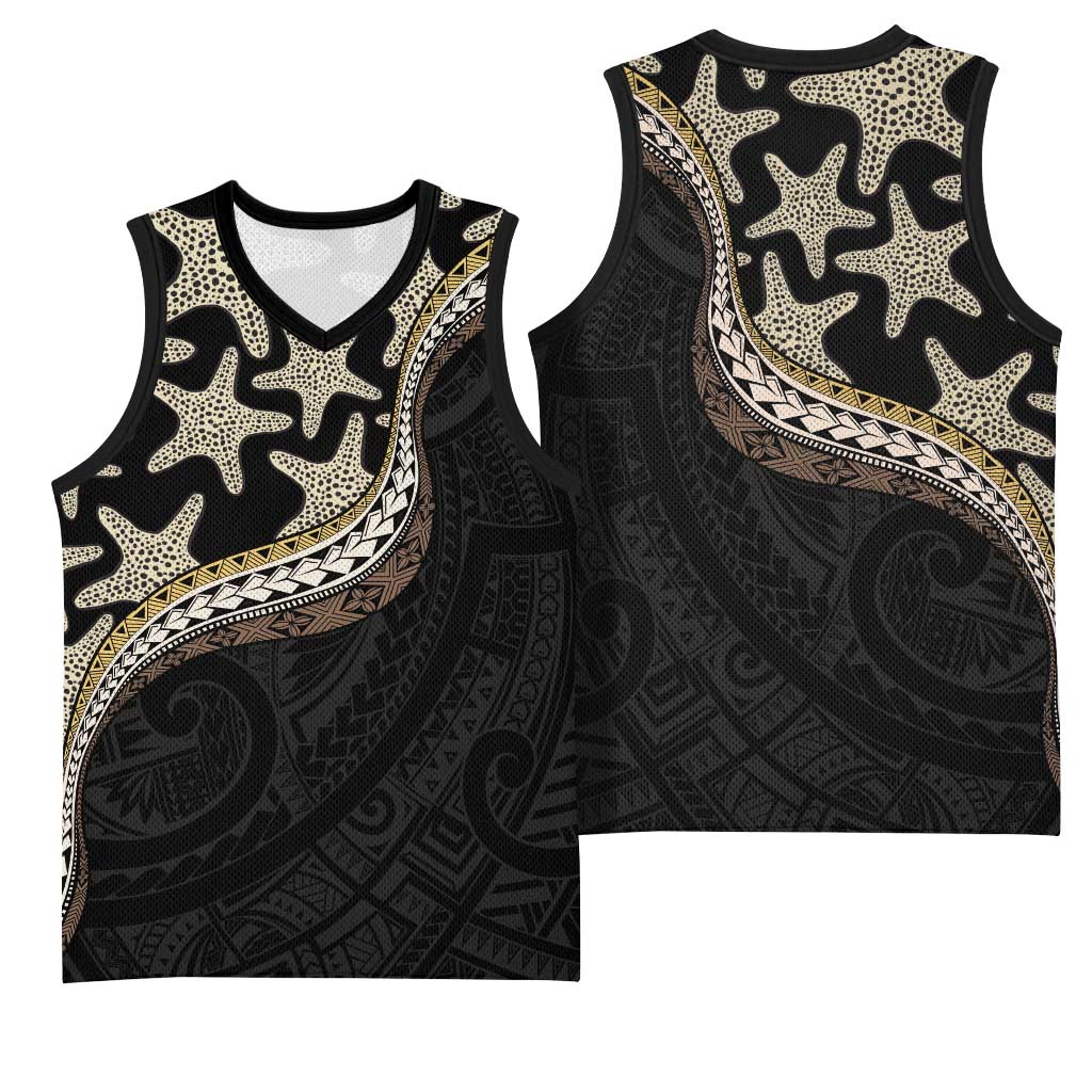 Beige Polynesian Starfish Unique Pattern Basketball Jersey LT01 - Polynesian Pride