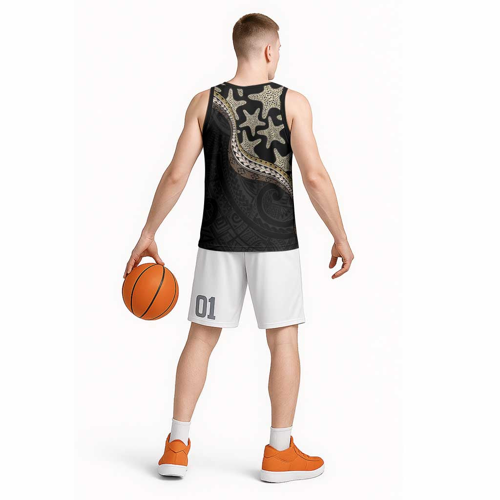 Beige Polynesian Starfish Unique Pattern Basketball Jersey LT01 - Polynesian Pride