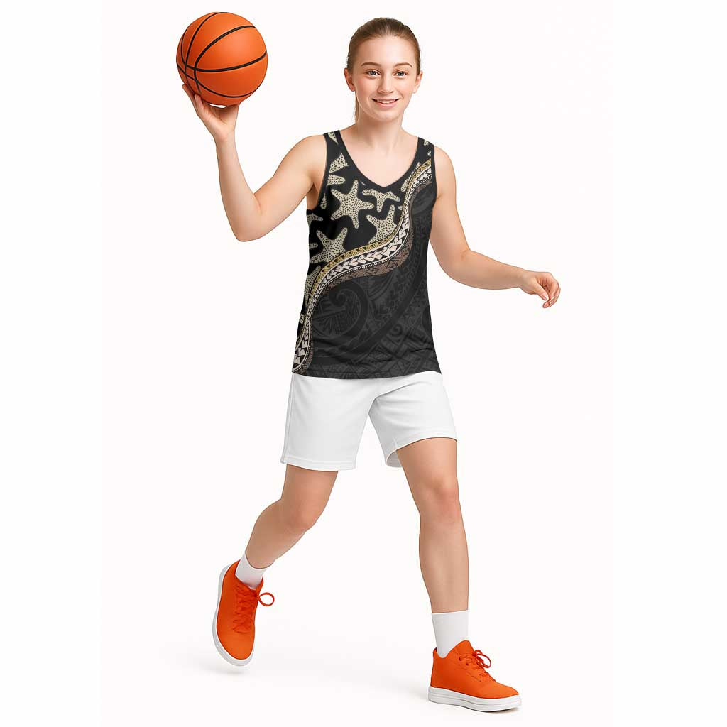 Beige Polynesian Starfish Unique Pattern Basketball Jersey LT01 - Polynesian Pride