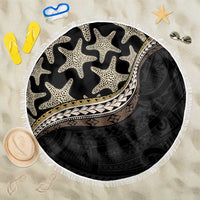 Beige Polynesian Starfish Unique Pattern Beach Blanket