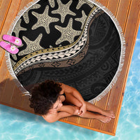 Beige Polynesian Starfish Unique Pattern Beach Blanket
