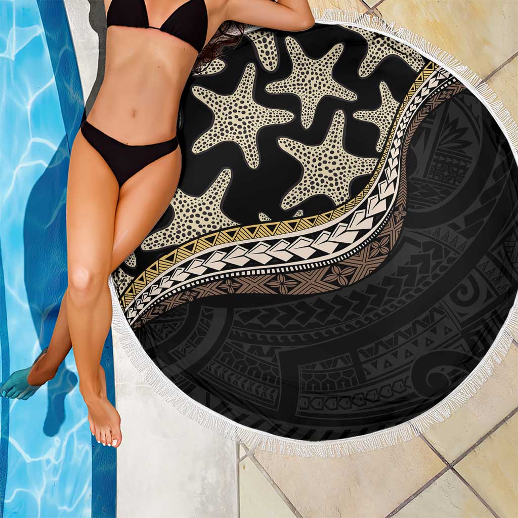 Beige Polynesian Starfish Unique Pattern Beach Blanket