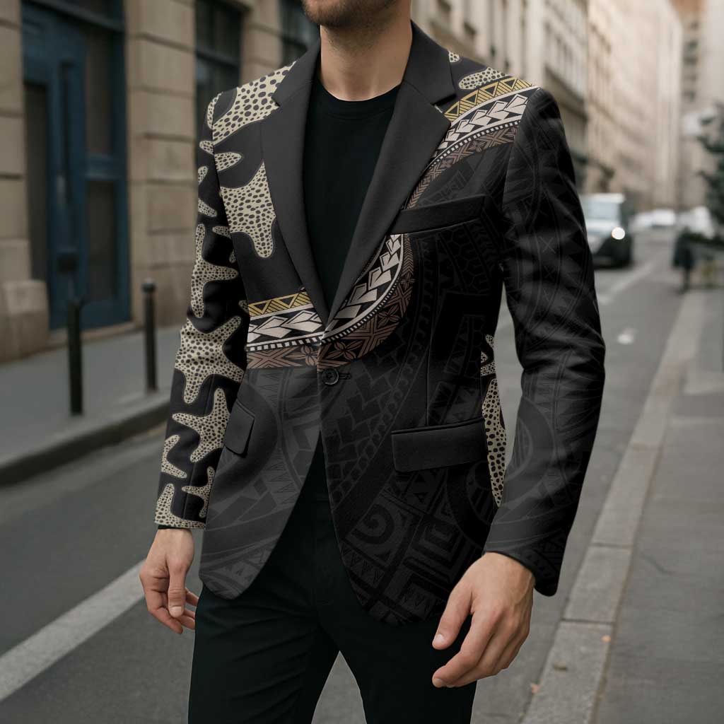 Beige Polynesian Starfish Unique Pattern Blazer LT01 - Polynesian Pride