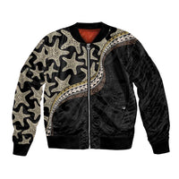 Beige Polynesian Starfish Unique Pattern Bomber Jacket LT01 Unisex Beige - Polynesian Pride