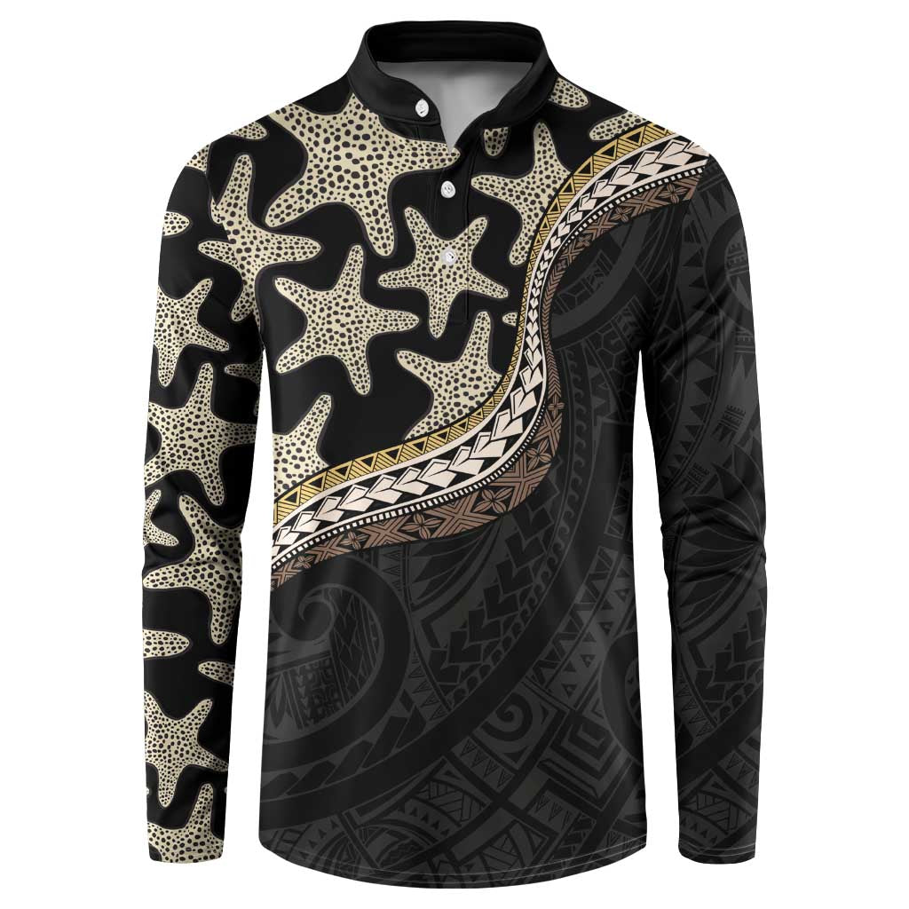 Beige Polynesian Starfish Unique Pattern Button Sweatshirt LT01 Beige - Polynesian Pride