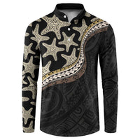 Beige Polynesian Starfish Unique Pattern Button Sweatshirt LT01 Beige - Polynesian Pride