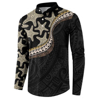 Beige Polynesian Starfish Unique Pattern Button Sweatshirt LT01 - Polynesian Pride