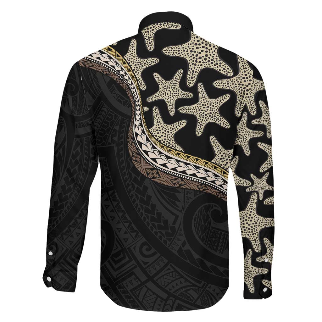 Beige Polynesian Starfish Unique Pattern Family Matching Long Sleeve Bodycon Dress and Hawaiian Shirt LT01 - Polynesian Pride