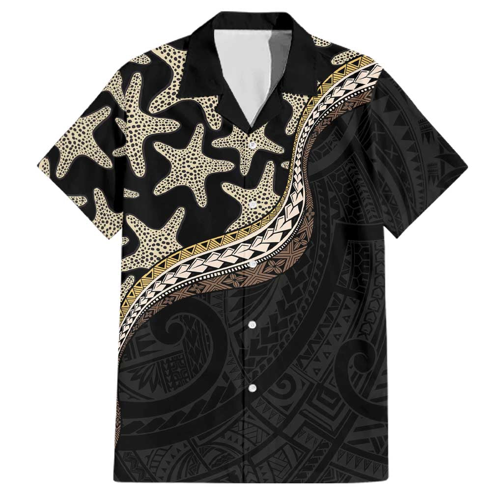 Beige Polynesian Starfish Unique Pattern Family Matching Off The Shoulder Long Sleeve Dress and Hawaiian Shirt LT01 Dad's Shirt - Short Sleeve Beige - Polynesian Pride
