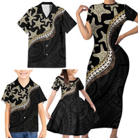Beige Polynesian Starfish Unique Pattern Family Matching Short Sleeve Bodycon Dress and Hawaiian Shirt LT01 - Polynesian Pride