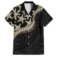Beige Polynesian Starfish Unique Pattern Family Matching Summer Maxi Dress and Hawaiian Shirt