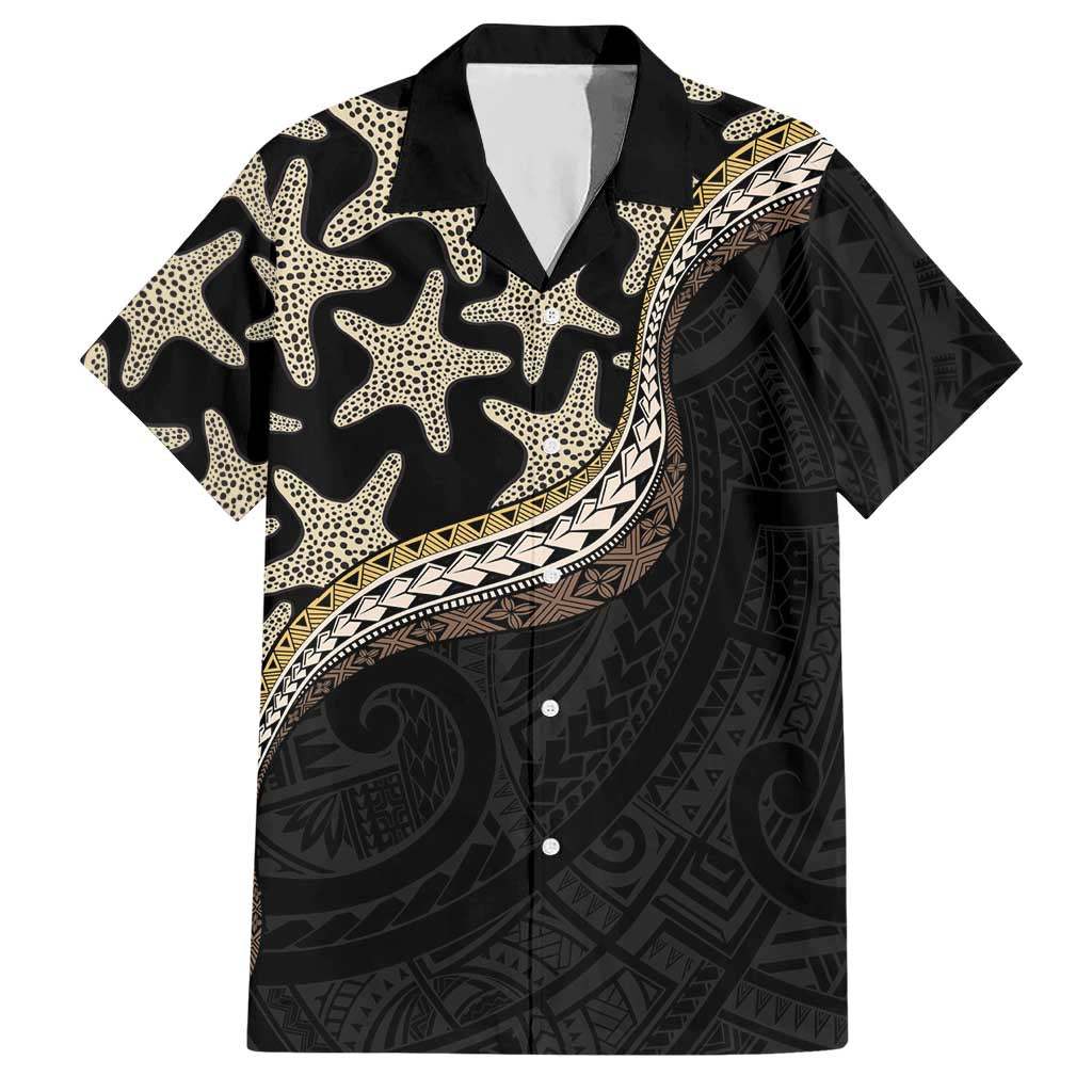 Beige Polynesian Starfish Unique Pattern Hawaiian Shirt
