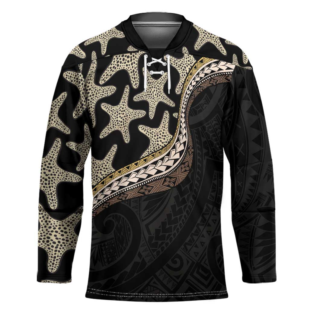 Beige Polynesian Starfish Unique Pattern Hockey Jersey LT01 Unisex Beige - Polynesian Pride