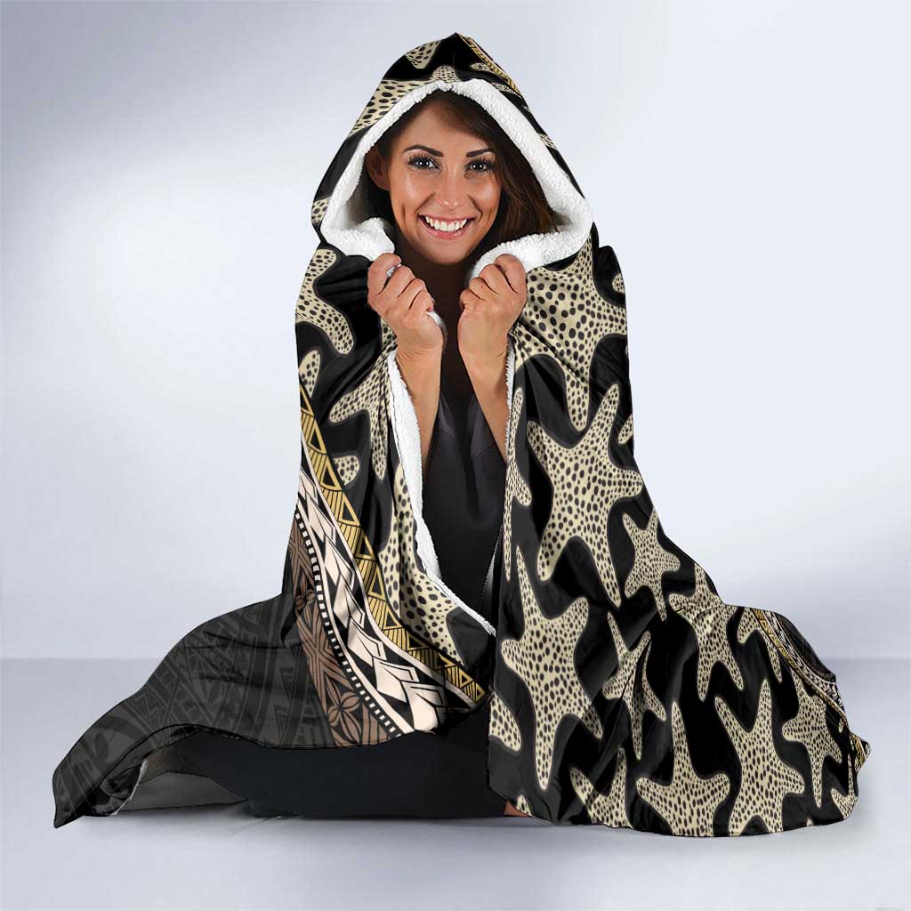 Beige Polynesian Starfish Unique Pattern Hooded Blanket LT01 - Polynesian Pride