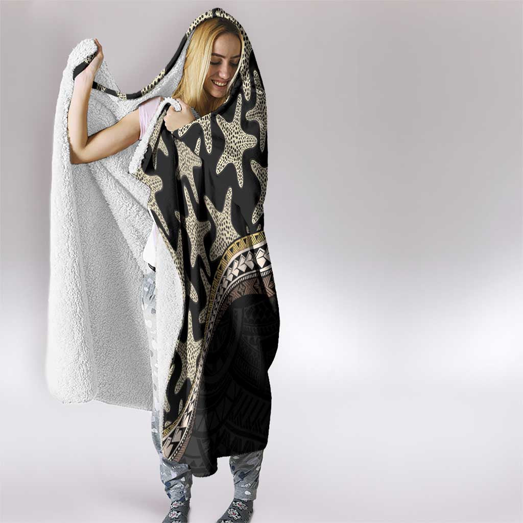 Beige Polynesian Starfish Unique Pattern Hooded Blanket LT01 - Polynesian Pride