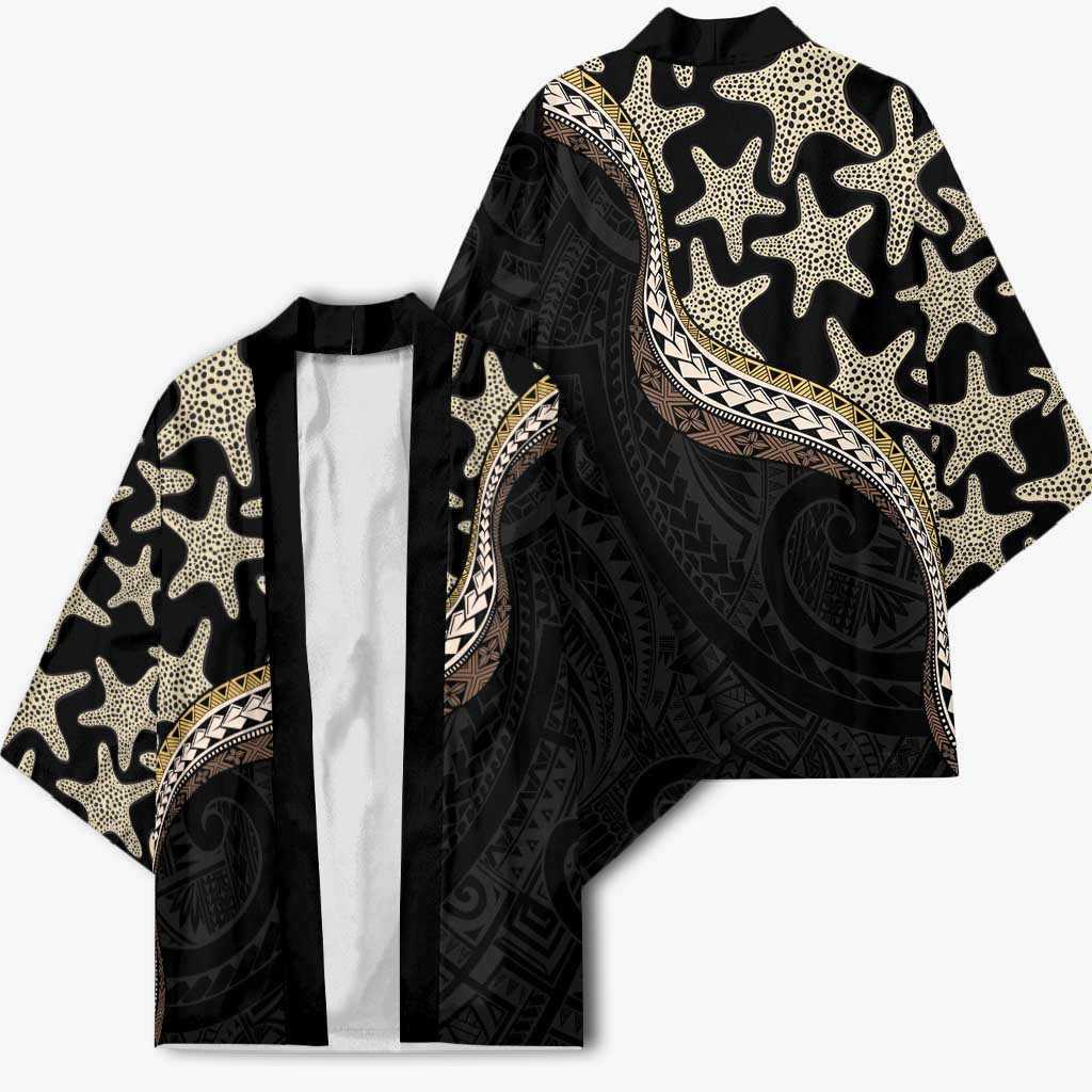 Beige Polynesian Starfish Unique Pattern Kimono LT01 - Polynesian Pride