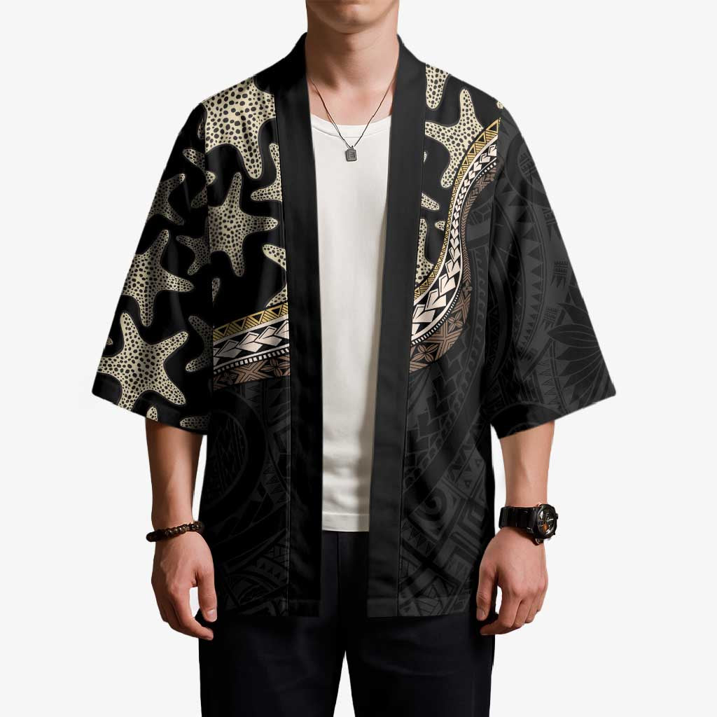 Beige Polynesian Starfish Unique Pattern Kimono LT01 - Polynesian Pride