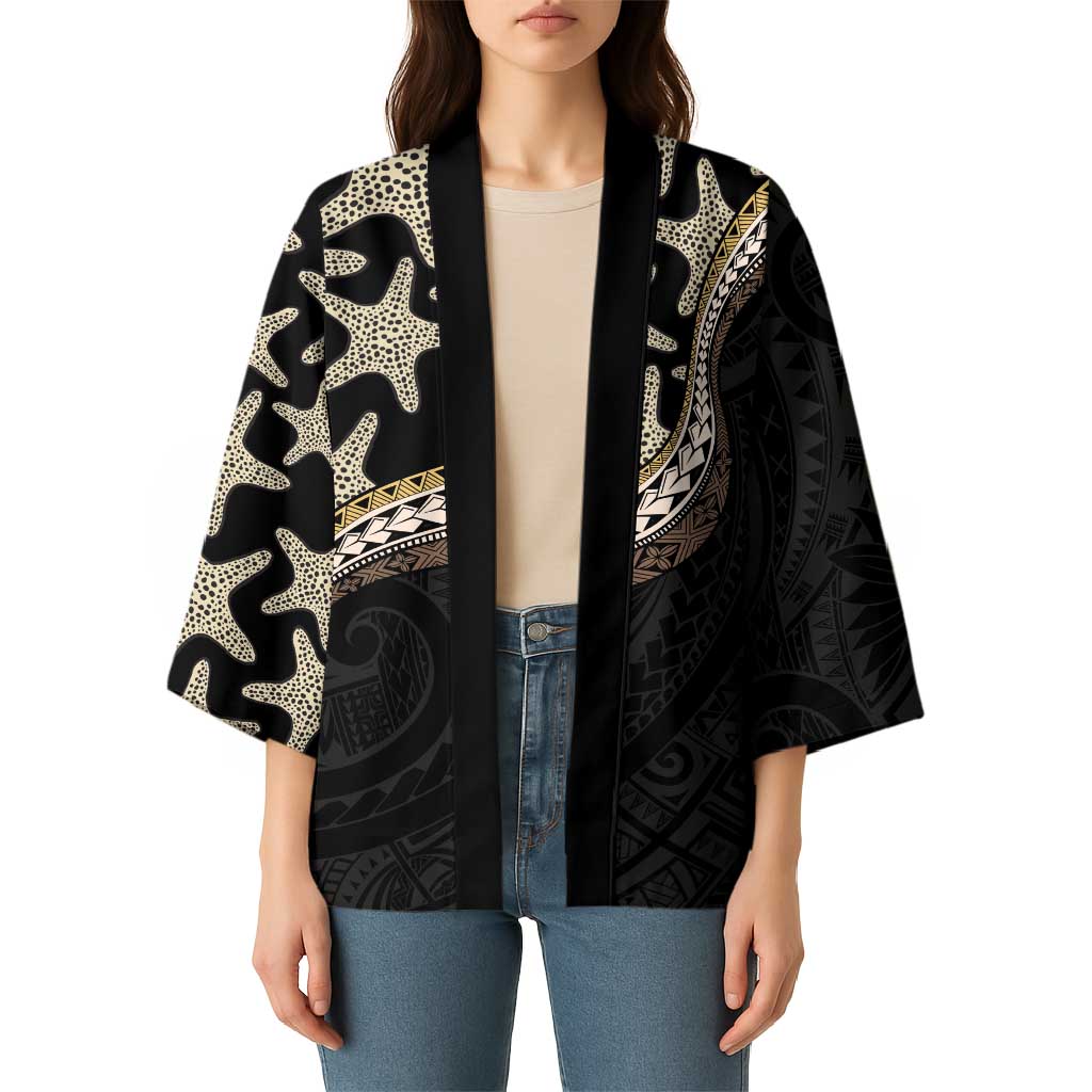 Beige Polynesian Starfish Unique Pattern Kimono LT01 - Polynesian Pride