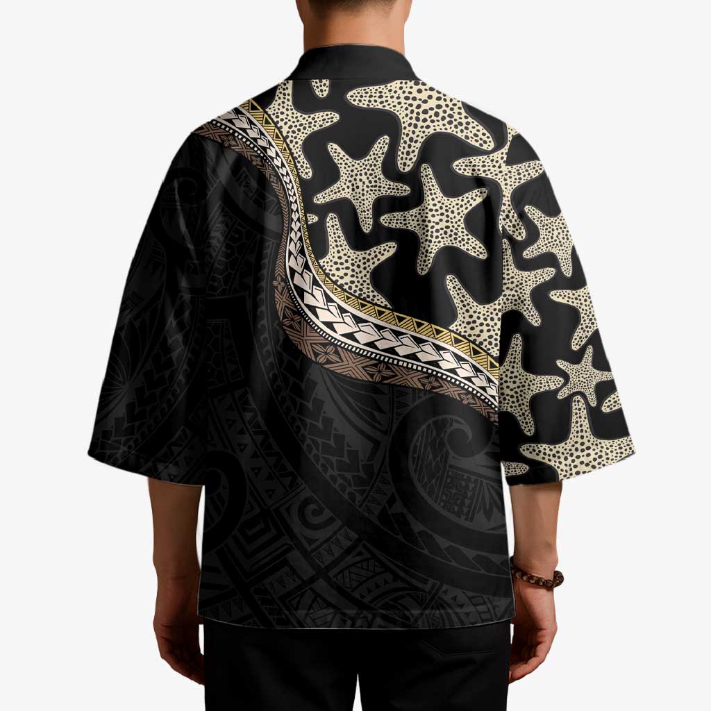 Beige Polynesian Starfish Unique Pattern Kimono LT01 - Polynesian Pride
