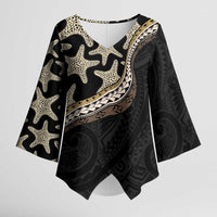 Beige Polynesian Starfish Unique Pattern Kimono Sleeve Blouse LT01 Female Beige - Polynesian Pride