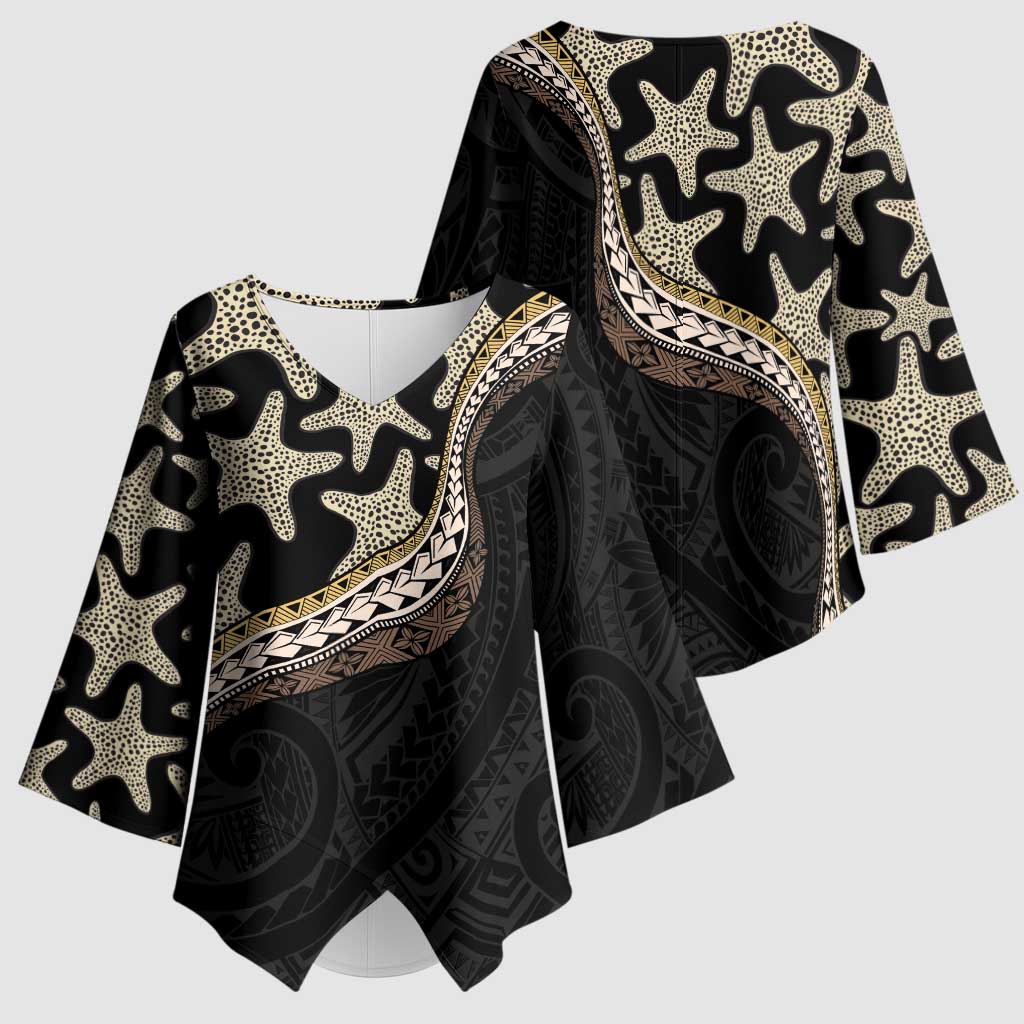 Beige Polynesian Starfish Unique Pattern Kimono Sleeve Blouse LT01 - Polynesian Pride