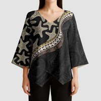 Beige Polynesian Starfish Unique Pattern Kimono Sleeve Blouse LT01 - Polynesian Pride