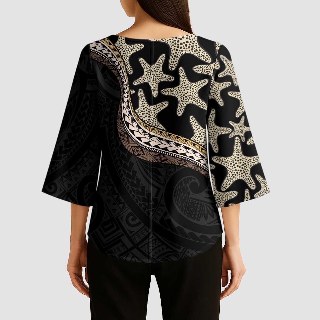 Beige Polynesian Starfish Unique Pattern Kimono Sleeve Blouse LT01 - Polynesian Pride