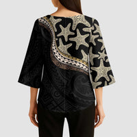 Beige Polynesian Starfish Unique Pattern Kimono Sleeve Blouse LT01 - Polynesian Pride