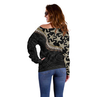 Beige Polynesian Starfish Unique Pattern Off Shoulder Sweater LT01 - Polynesian Pride