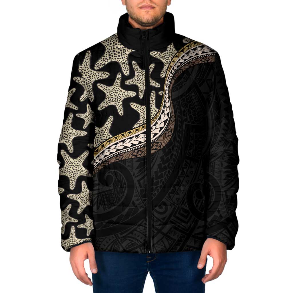 Beige Polynesian Starfish Unique Pattern Padded Jacket LT01 Men Beige - Polynesian Pride