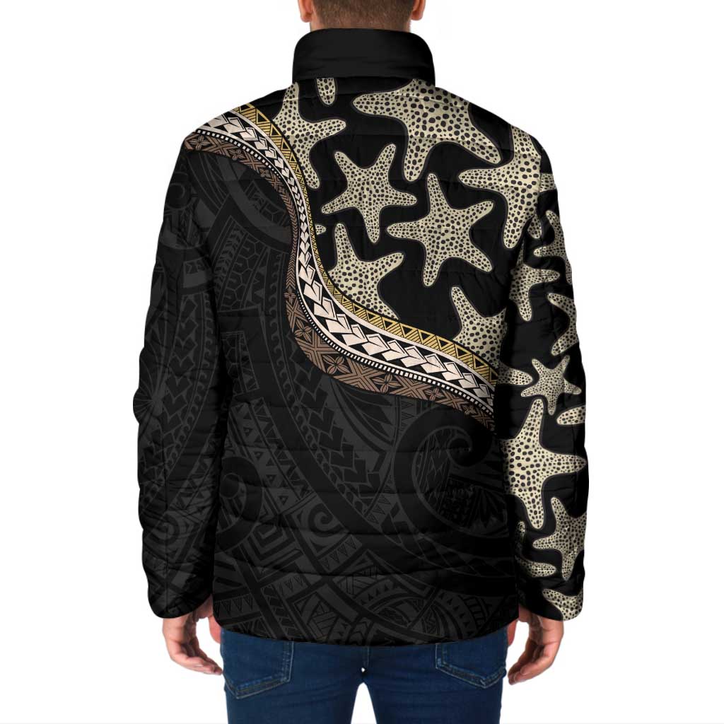 Beige Polynesian Starfish Unique Pattern Padded Jacket LT01 - Polynesian Pride